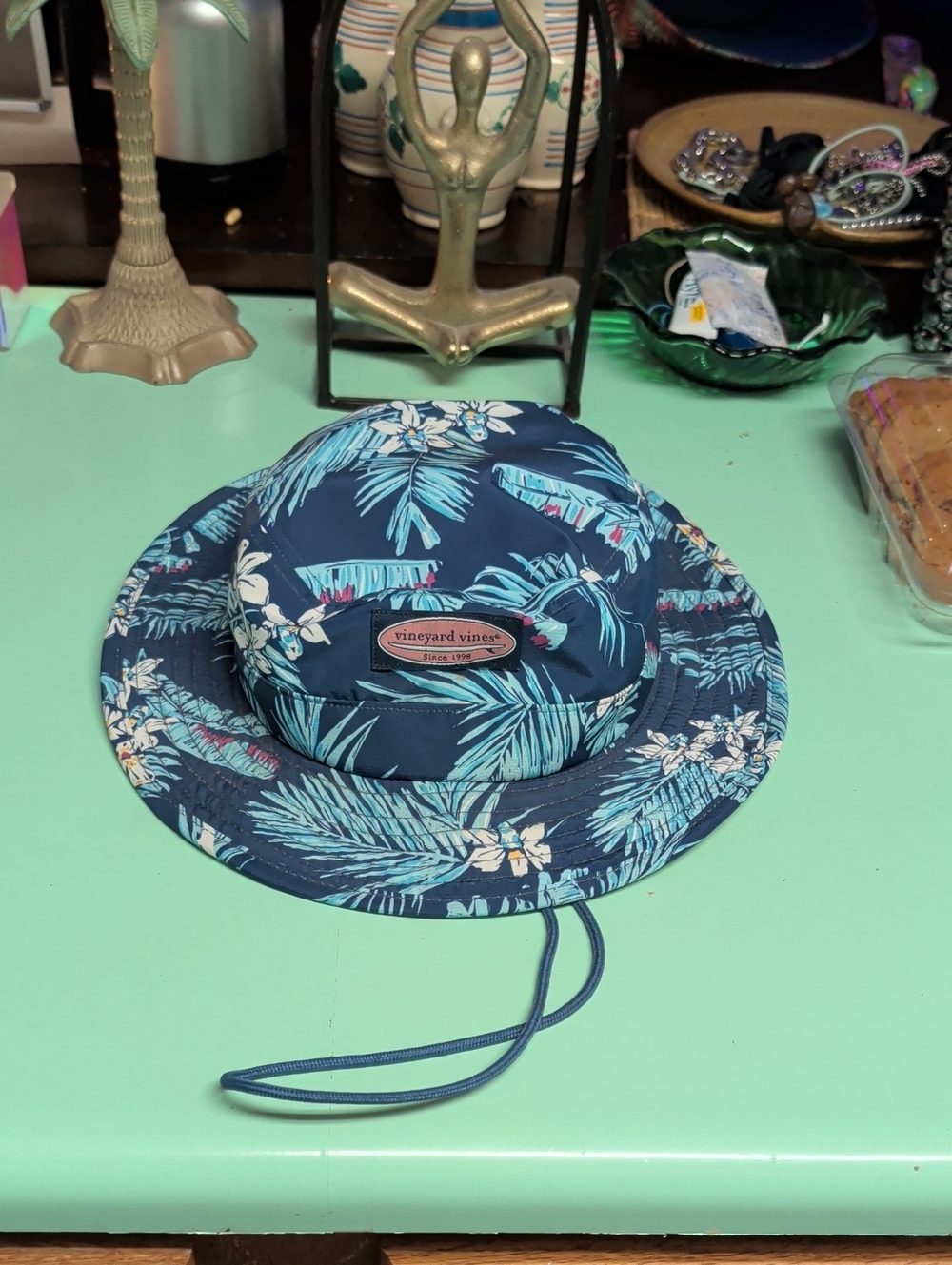 Vineyard Vines Navy Tropical Floral Bucket Hat